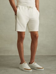Reiss Off White Phoenix Textured Contrast Side Drawstring Shorts - Image 1 of 5