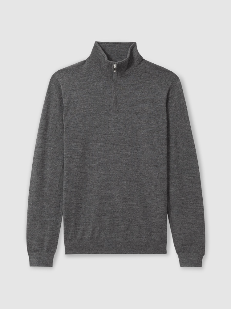 Derby Grey Marl - Reiss Blackhall Merinovilla Half-Zip Puolipoolokaulus Neulepusero - Kuva 2 / 6