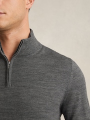 Derby Grey Marl - Reiss Blackhall Merinovilla Half-Zip Puolipoolokaulus Neulepusero - Kuva 4 / 6
