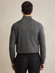 Derby Grey Marl - Reiss Blackhall Merinovilla Half-Zip Puolipoolokaulus Neulepusero - Kuva 5 / 6