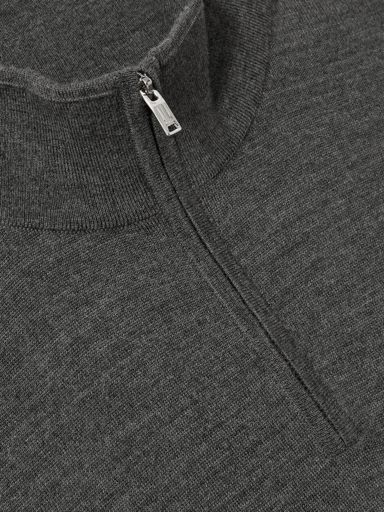 Derby Grey Marl - Reiss Blackhall Merinovilla Half-Zip Puolipoolokaulus Neulepusero - Kuva 6 / 6