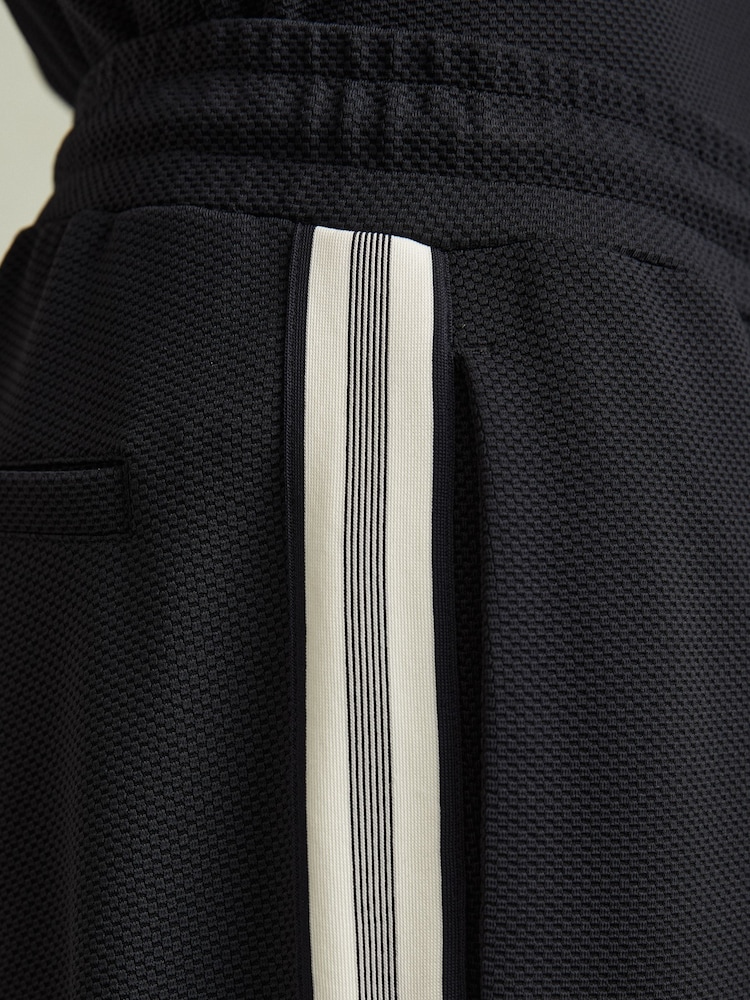 Marineblauw - Reiss Phoenix Textured Contrast Side Drawstring Shorts - Image 3 of 6