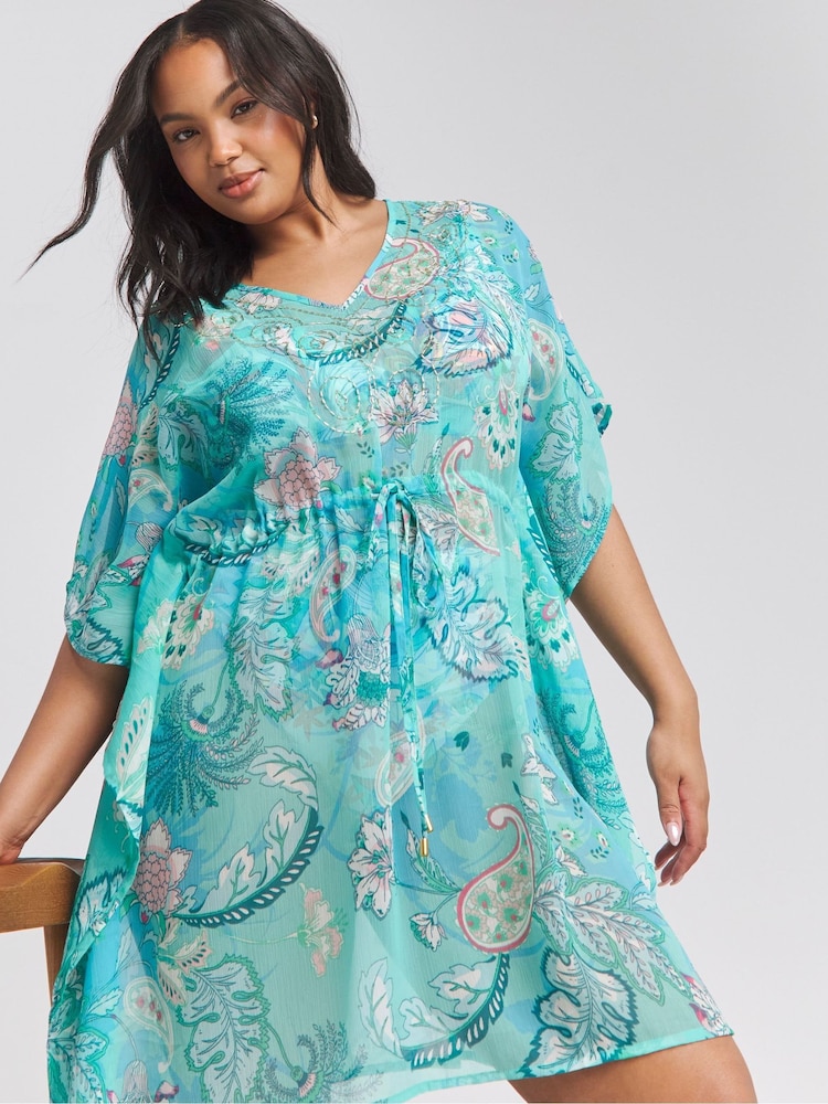 Simply Be Blue Magisculpt Embellished Kaftan - Image 1 of 4 Simply Be Blue Magisculpt Embellished Kaftan - Image 1 of 4