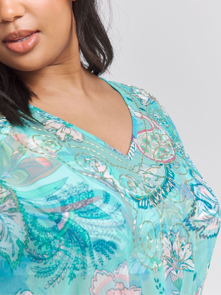 Simply Be Blue Magisculpt Embellished Kaftan - Image 4 of 4 Simply Be Blue Magisculpt Embellished Kaftan - Image 4 of 4