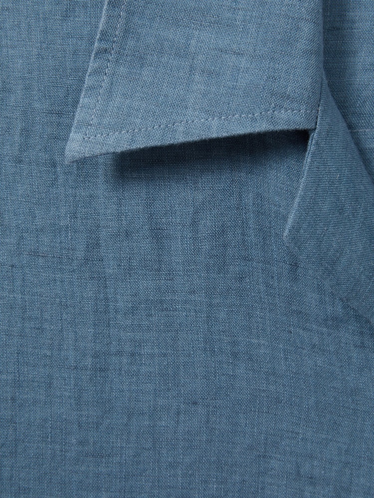 Reiss Denim Blue Beldi Relaxed Linen Cuban Collar Shirt - Image 6 of 6