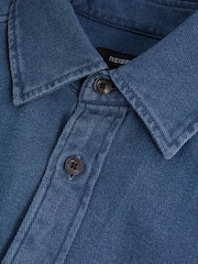 Reiss Indigo Blue Mcilroy Textured Denim Overshirt - Image 5 of 6