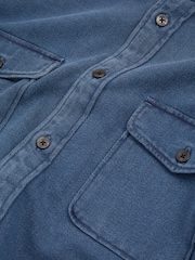 Reiss Indigo Blue Mcilroy Textured Denim Overshirt - Image 6 of 6