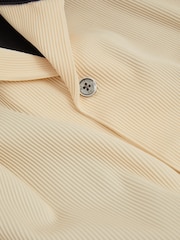 Reiss Off White/Navy Castro Oversized Plisse Cuban Collar Shirt - Image 6 of 6