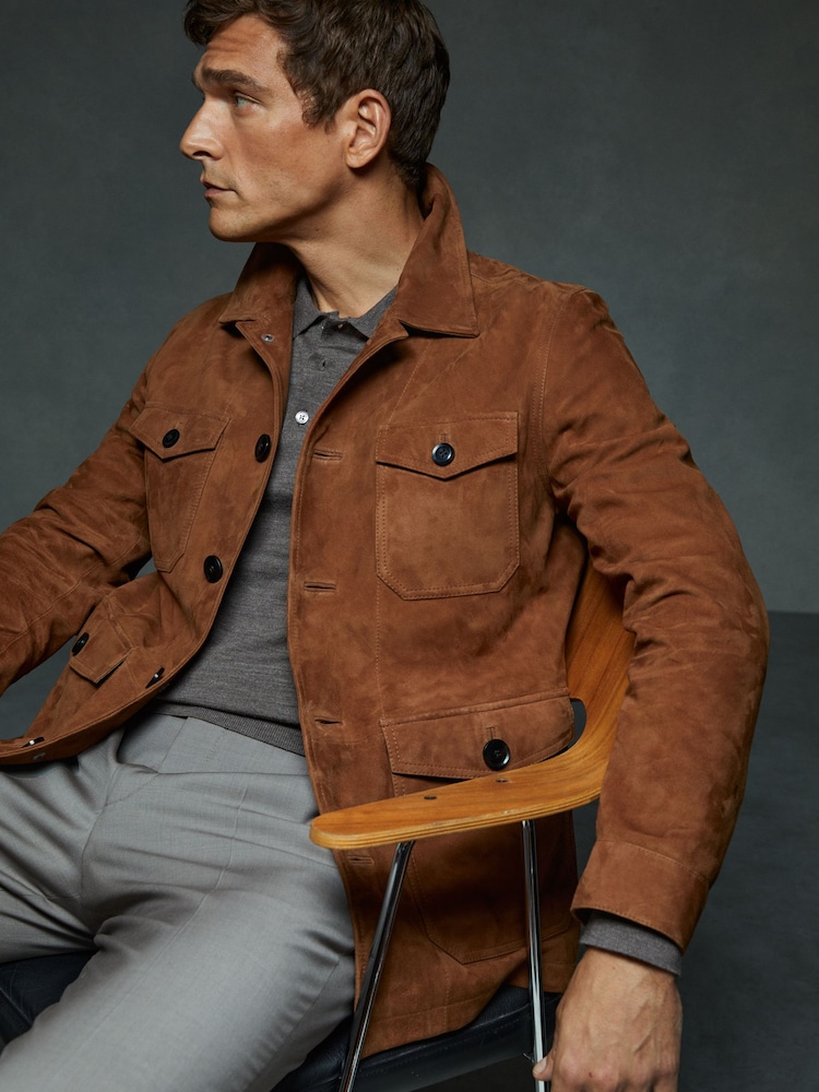 tobacco brown jacket men Buy Reiss Tobacco Brown Clock Suede Front Pocket Jacket from Next USA