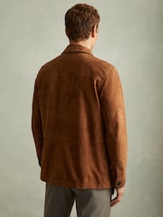Reiss Tobacco Brown Clock Suede Front Pocket Jacket - Image 5 of 6