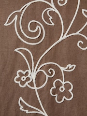 Reiss Tobacco Brown Sonny Linen Embroidered Cuban Collar Shirt - Image 6 of 6