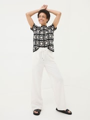 FatFace White Iva Wide Leg Trousers - Image 1 of 5
