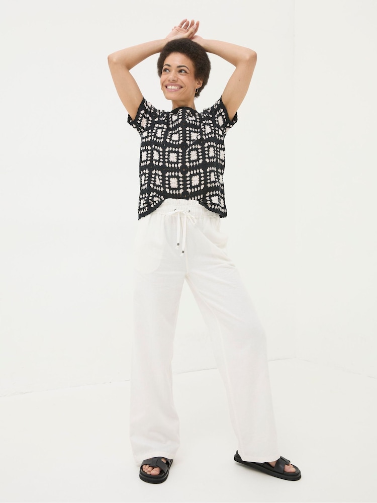 FatFace White Iva Wide Leg Trousers - Image 1 of 5