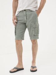 FatFace Green Cotton Linen Cargo Shorts - Image 1 of 5