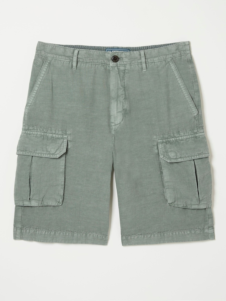 FatFace Green Cotton Linen Cargo Shorts - Image 5 of 5