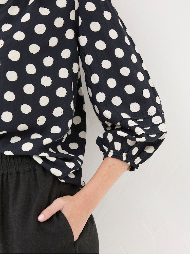 FatFace Blue Imogen Polka Dot Blouse - Image 2 of 3
