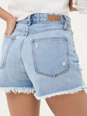 FatFace Blue Holywell Denim Cut Off Shorts - Image 2 of 5