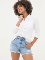 FatFace Blue Holywell Denim Cut Off Shorts - Image 3 of 5