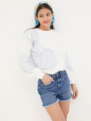 FatFace Blue Holywell Denim Cut Off Shorts - Image 1 of 4