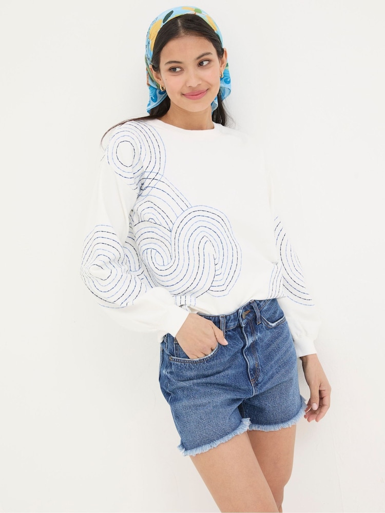 FatFace Blue Holywell Denim Cut Off Shorts - Image 1 of 4