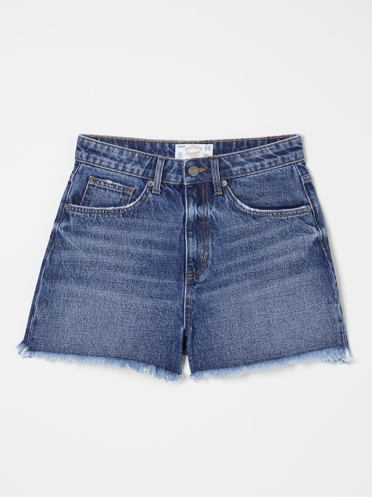 FatFace Blue Holywell Denim Cut Off Shorts - Image 4 of 4