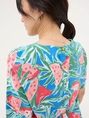 FatFace Blue Watermelons Printed Knit T-Shirt - Image 4 of 4