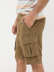 FatFace Brown Cotton Linen Cargo Shorts - Image 3 of 3