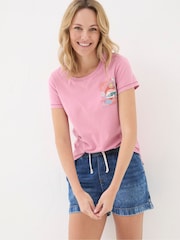 FatFace VW Pink Flower Power 100% Cotton T-Shirt - Image 1 of 5