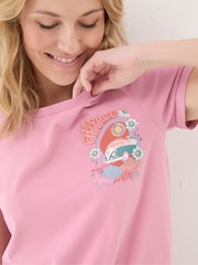 FatFace VW Pink Flower Power 100% Cotton T-Shirt - Image 4 of 5