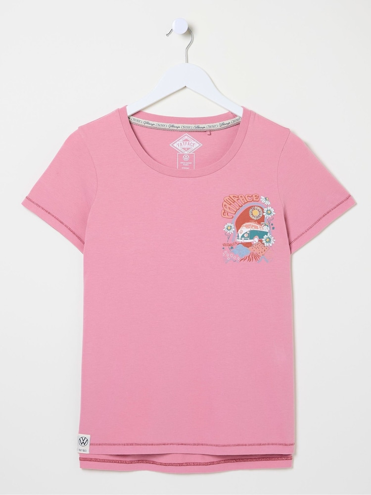 FatFace VW Pink Flower Power 100% Cotton T-Shirt - Image 5 of 5