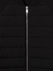Reiss Black Rochdale Hybrid Quilt Raglan-Sleeve Bomber Jacket - Image 6 of 6