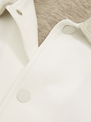 Reiss Optic White/Soft Grey Melange Arnold Hybrid Interlock Jersey Bomber Jacket - Image 5 of 5