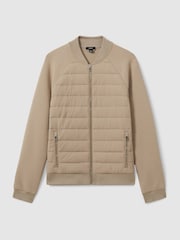 Reiss Biscuit Brown Rochdale Hybrid Quilt Raglan-Sleeve Bomber Jacket - Image 2 of 4