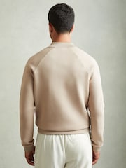 Reiss Biscuit Brown Rochdale Hybrid Quilt Raglan-Sleeve Bomber Jacket - Image 4 of 4