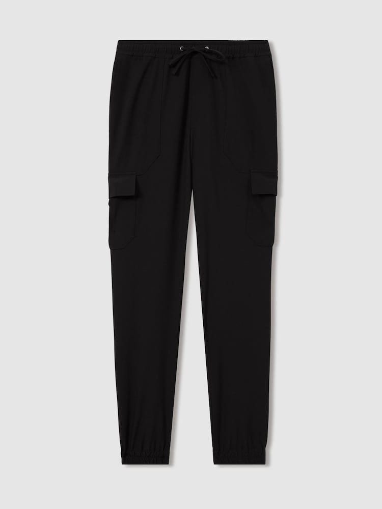 Reiss Black Hold Elasticated Cargo Trousers - Image 2 of 7