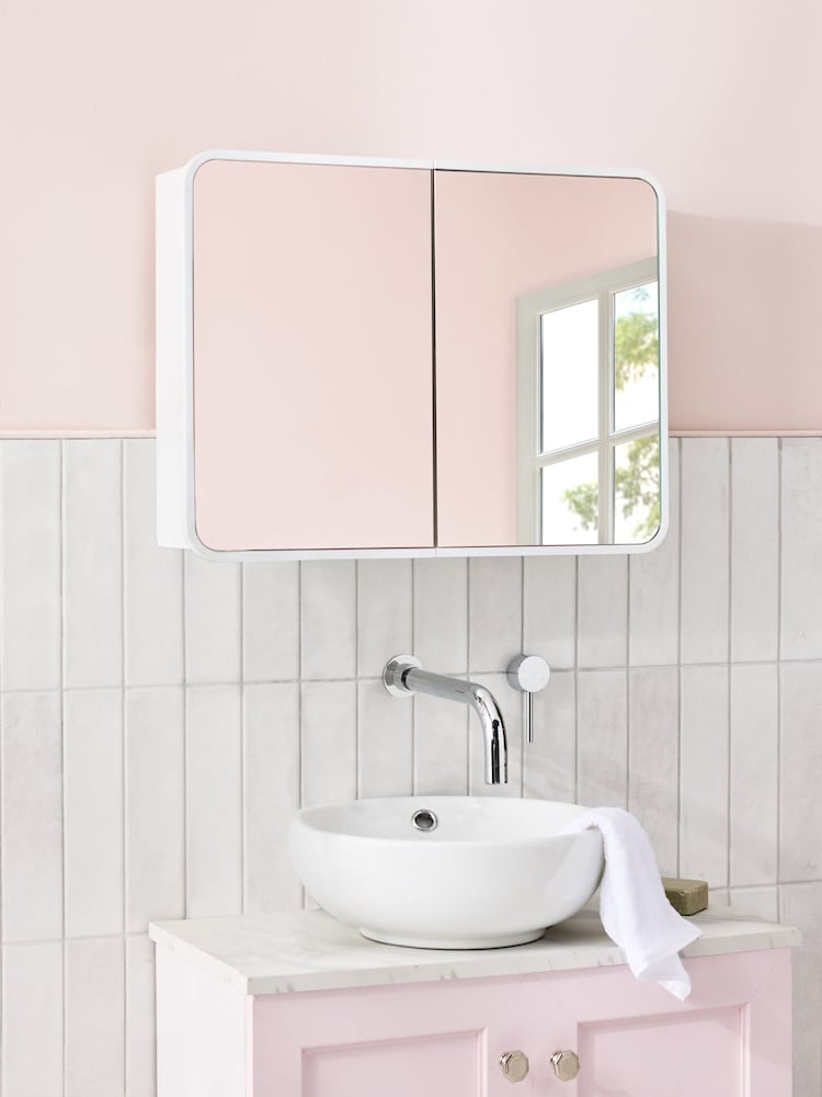 White Mirrored Storage Double Wall Cabinet - Image 1 of 9