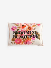 Fuchsia Pink Blooming Slogan Floral Cushion - Image 3 of 5