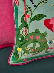 Bright Green Fantasy Print Cushion - Image 2 of 5
