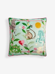 Bright Green Fantasy Print Cushion - Image 3 of 5