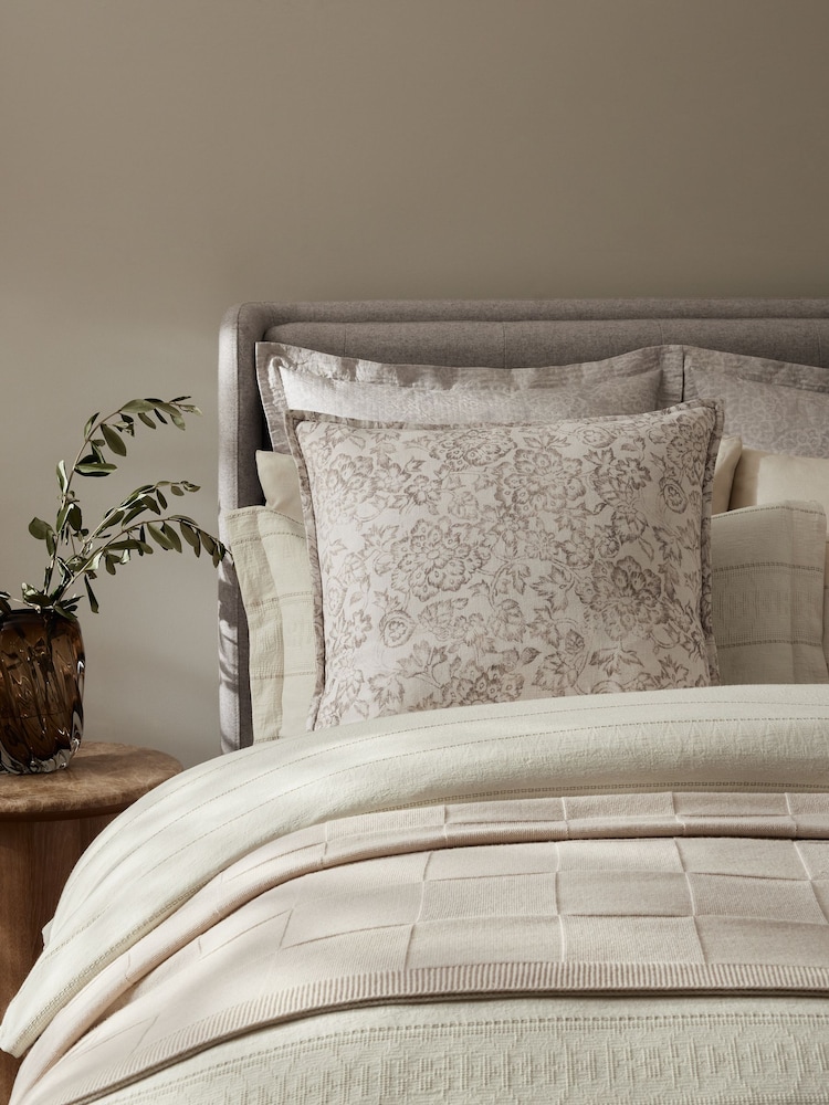 Natural N. Premium Floral Woodblock Cushion - Image 1 of 8