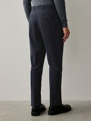 Navy Blue Relaxed Tapered Fit Stretch Smart Trousers - Image 2 of 9