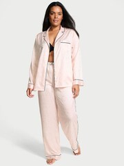 Victoria's Secret Purest Pink Dew Drop Jaquard Long Pyjama Set - Image 1 of 4