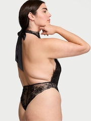 Victoria's Secret Black Rose Lace Halter Crotchless Bodysuit - Image 2 of 3