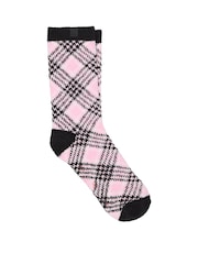 Victoria's Secret Pretty Blossom Plaid Pink Fleece Socks - Image 1 of 3