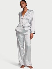 Victoria's Secret Silver Pearl Grey Star Dew Drop Long Pyjama Set - Image 1 of 4