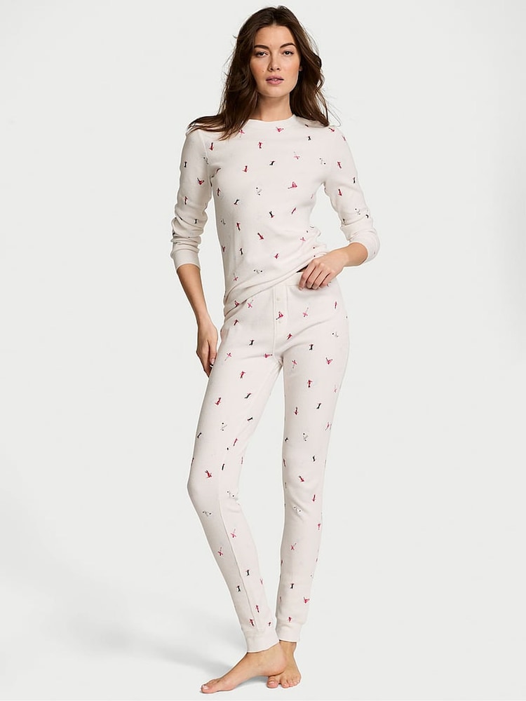 Victoria's Secret Coconut White Skiers Thermal Long Pyjama Set - Image 1 of 1