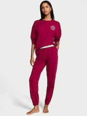Victoria's Secret Campari Red Rhinestone Graphic London Cotton Long Pyjama Set - Image 1 of 4