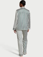 Victoria's Secret Botanical Green Iconic Stripe Satin Long Pyjama Set - Image 2 of 4