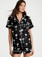 Victoria's Secret Black Cocktail Penguins Satin Short Pyjama Set - Image 1 of 1