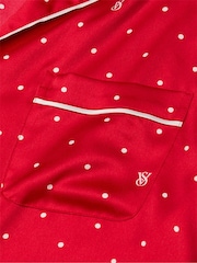 Victoria's Secret Lipstick Red Logo Pin Dot Satin Long Pyjama Set - Image 4 of 4